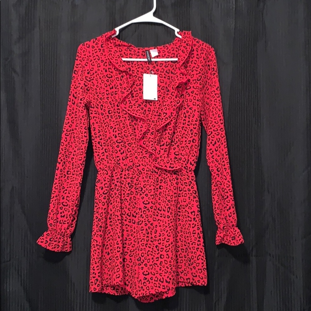 Red and black leopard print jumper